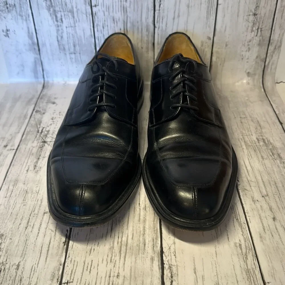 Mezlan Fiore Black Leather Lace-Up‎ Split Toe Apron Oxford Shoes Men's 10.5 M